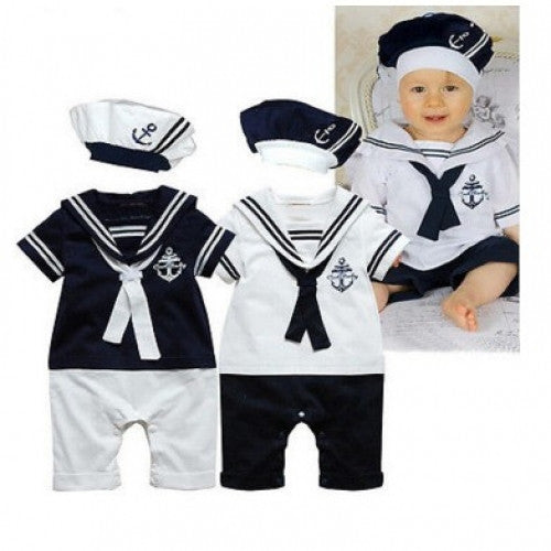 Boy Girl Sailor Collar Costume Suit Grow Outfit Romper Pants